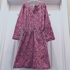 Land's End Girls Long Sleeve Dress-Size 10-Red, Blue Mix-Corduroy Cotton-Fall